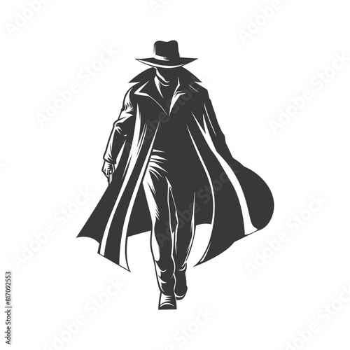 silhouette mysterious man in a cloak black color only