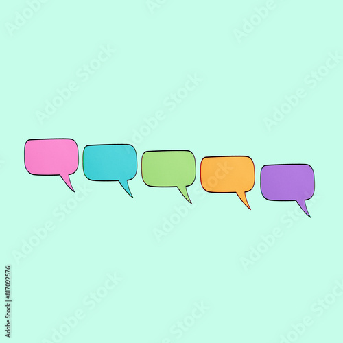 Colorful speech bubbles on a bright background. Cloud with a place for text.	