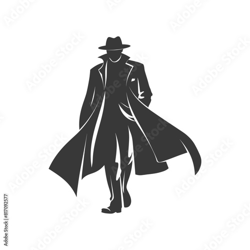 silhouette mysterious man in a cloak black color only