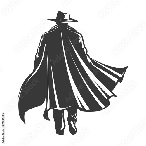 silhouette mysterious man in a cloak black color only