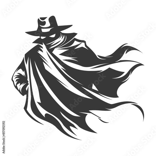 silhouette mysterious man in a cloak black color only