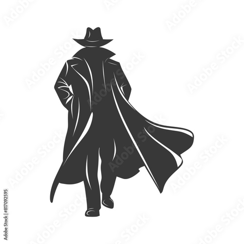 silhouette mysterious man in a cloak black color only
