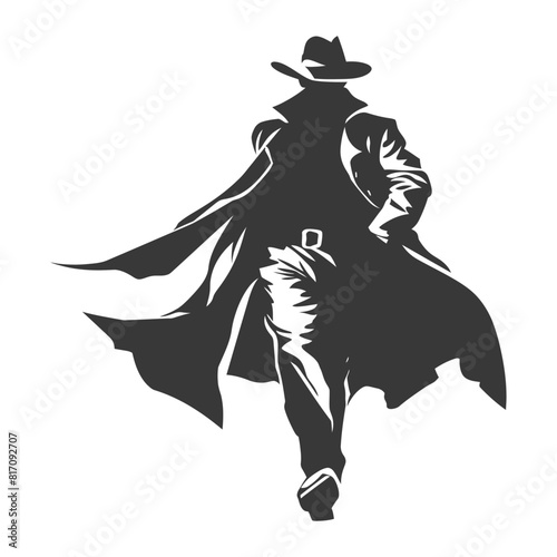 silhouette mysterious man in a cloak black color only
