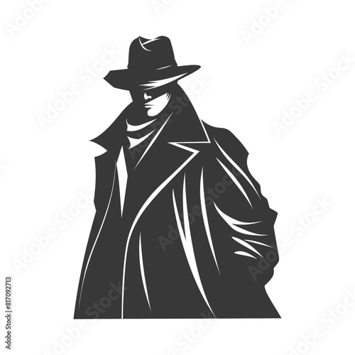 silhouette mysterious man in a cloak black color only