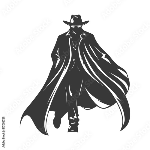 silhouette mysterious man in a cloak black color only
