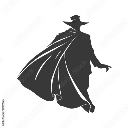 silhouette mysterious man in a cloak black color only
