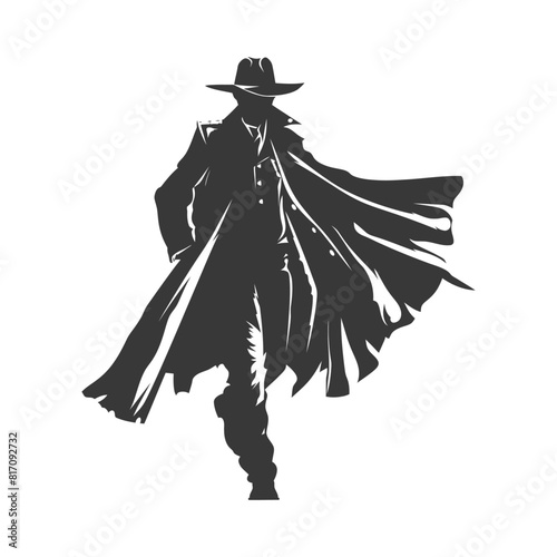 silhouette mysterious man in a cloak black color only