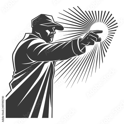 silhouette mysterious man in a cloak black color only