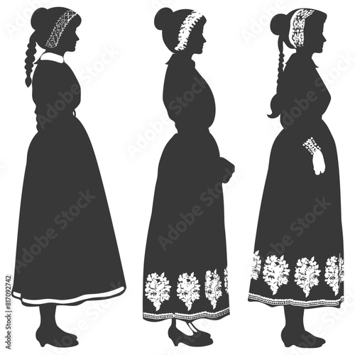 silhouette independent russian women wearing sarafan black color only