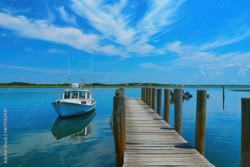 Marine Escape: Pier, Sky, and Fishing Craft