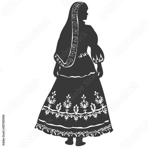 silhouette independent russian women wearing sarafan black color only