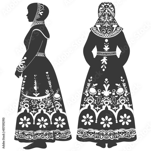 silhouette independent russian women wearing sarafan black color only