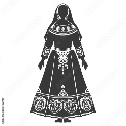 silhouette independent russian women wearing sarafan black color only