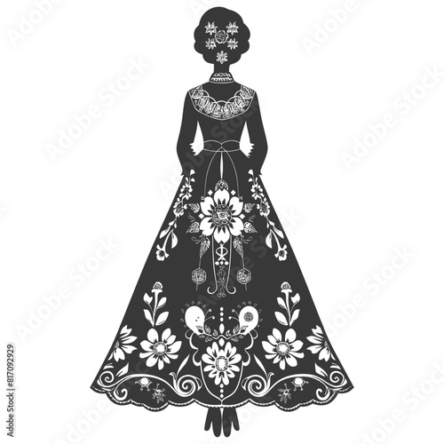 silhouette independent russian women wearing sarafan black color only