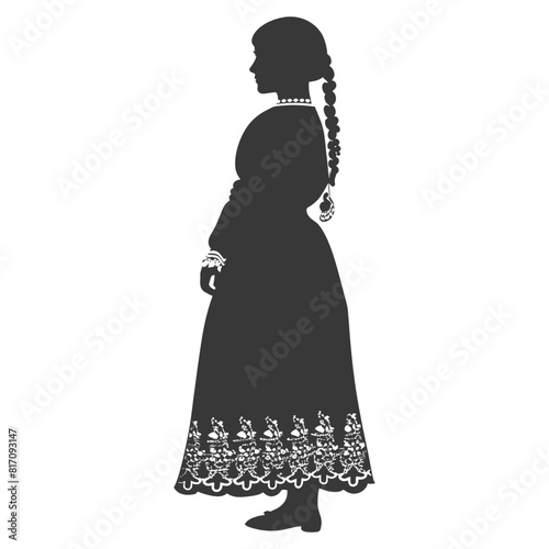 silhouette independent russian women wearing sarafan black color only