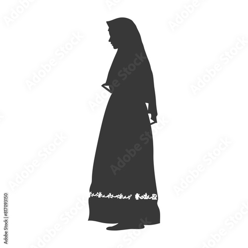 silhouette independent russian women wearing sarafan black color only
