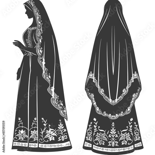silhouette independent russian women wearing sarafan black color only