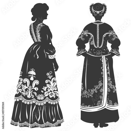 silhouette independent russian women wearing sarafan black color only