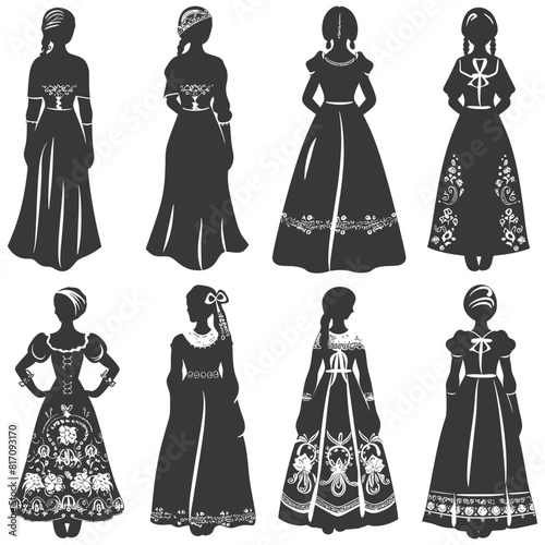silhouette independent russian women wearing sarafan black color only
