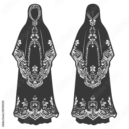 silhouette independent russian women wearing sarafan black color only