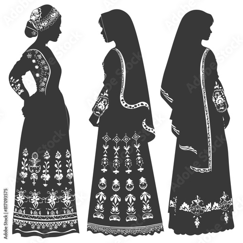 silhouette independent russian women wearing sarafan black color only