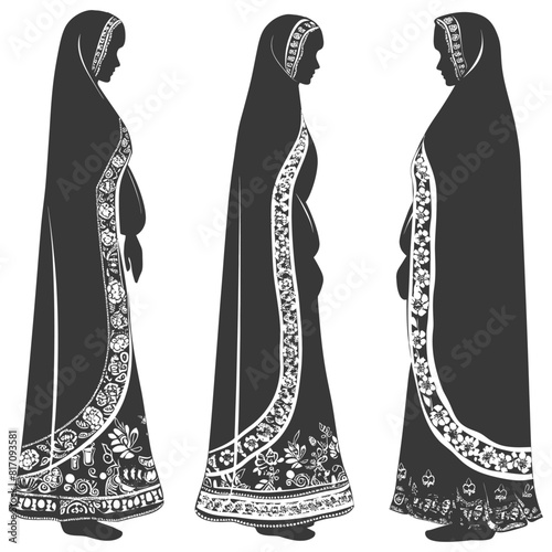silhouette independent russian women wearing sarafan black color only
