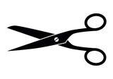 scissors silhouette shape, black and white vector illustration of hand-operated shearing tools