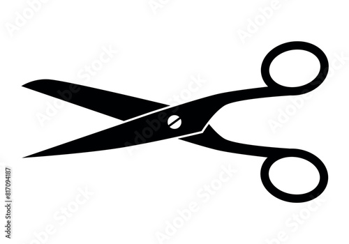 scissors silhouette shape, black and white vector illustration of hand-operated shearing tools