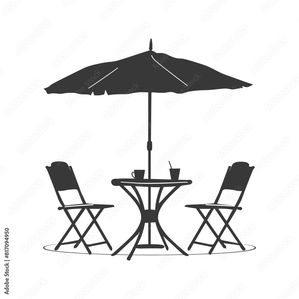 silhouette street cafe table chairs and umbrella black color only silhouette street cafe table chairs and umbrella black color only