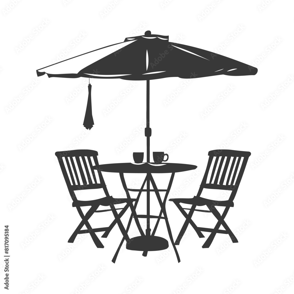 silhouette street cafe table chairs and umbrella black color only silhouette street cafe table chairs and umbrella black color only