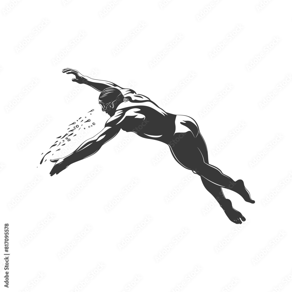 silhouette swimmer athlete in action black color only silhouette swimmer athlete in action black color only