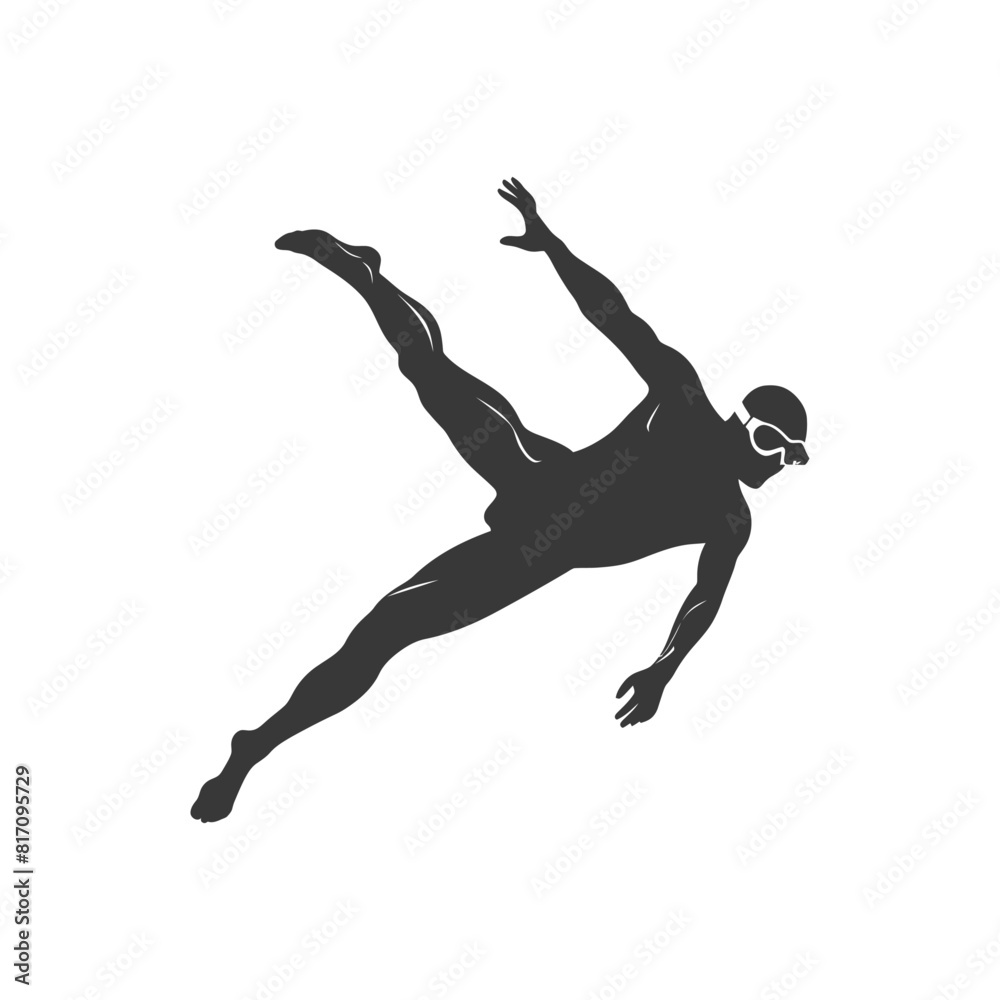silhouette swimmer athlete in action black color only silhouette swimmer athlete in action black color only