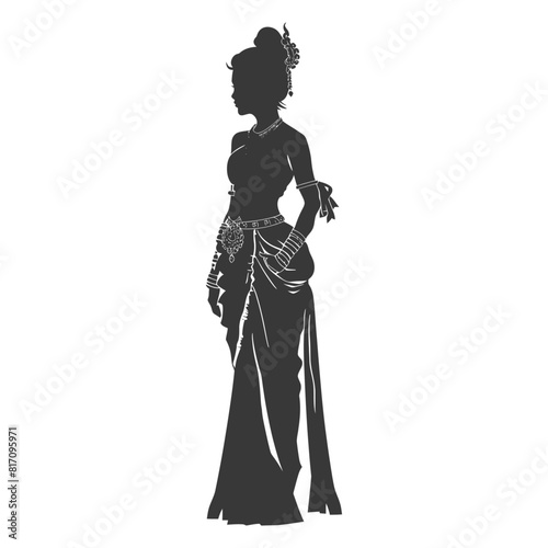 silhouette independent thai women wearing chut thai black color only