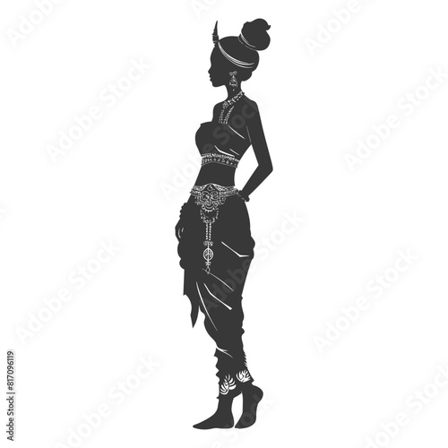 silhouette independent thai women wearing chut thai black color only © NikahGeh