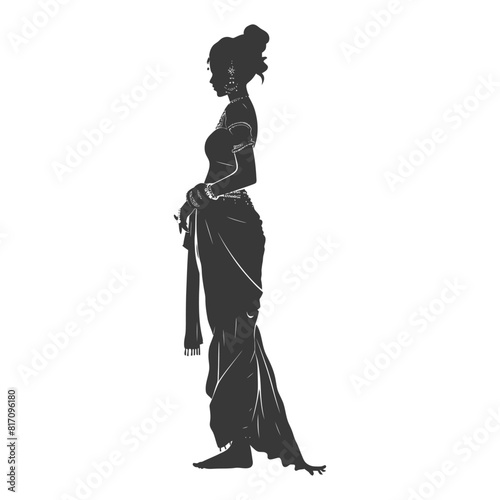silhouette independent thai women wearing chut thai black color only