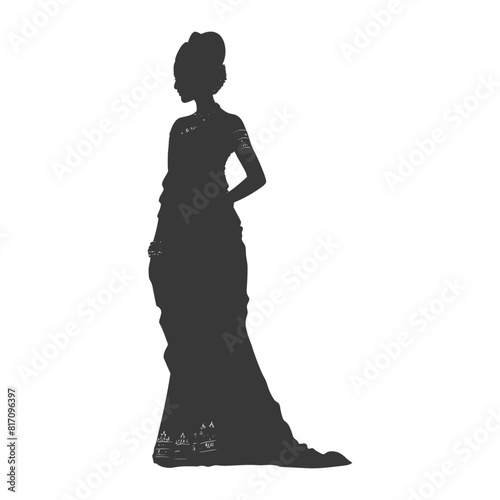 silhouette independent thai women wearing chut thai black color only