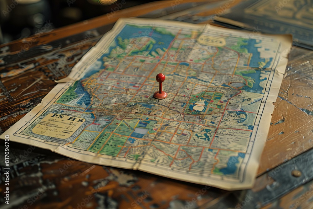 City map with red pin location City map with red pin location