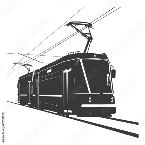 silhouette tram cable car railway black color only