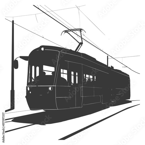 silhouette tram cable car railway black color only