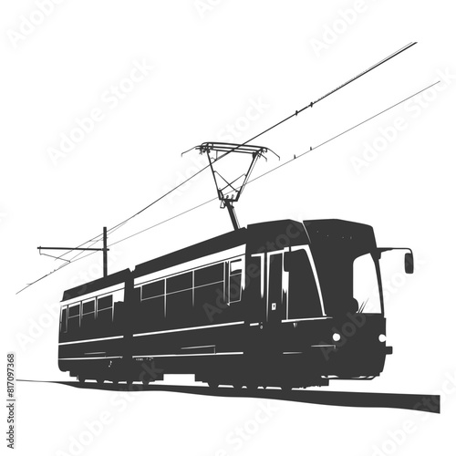 silhouette tram cable car railway black color only