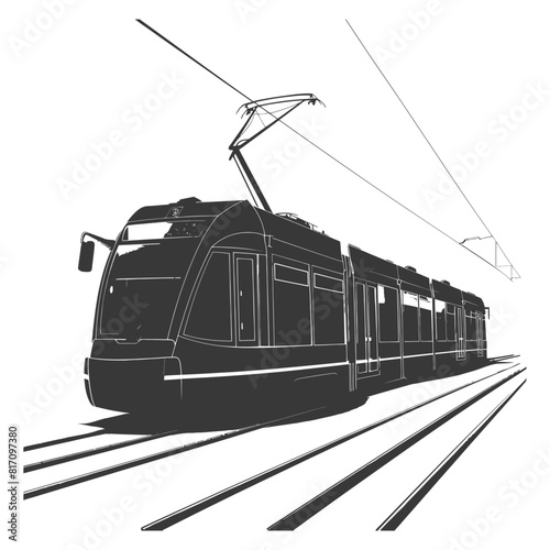 silhouette tram cable car railway black color only