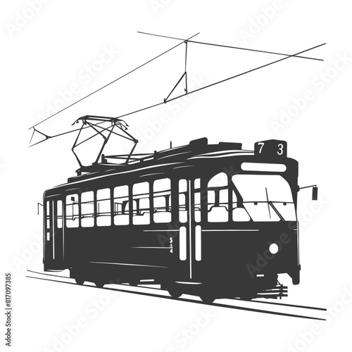 silhouette tram cable car railway black color only