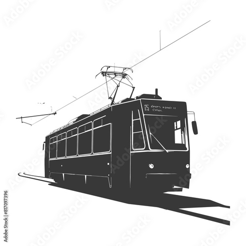 silhouette tram cable car railway black color only