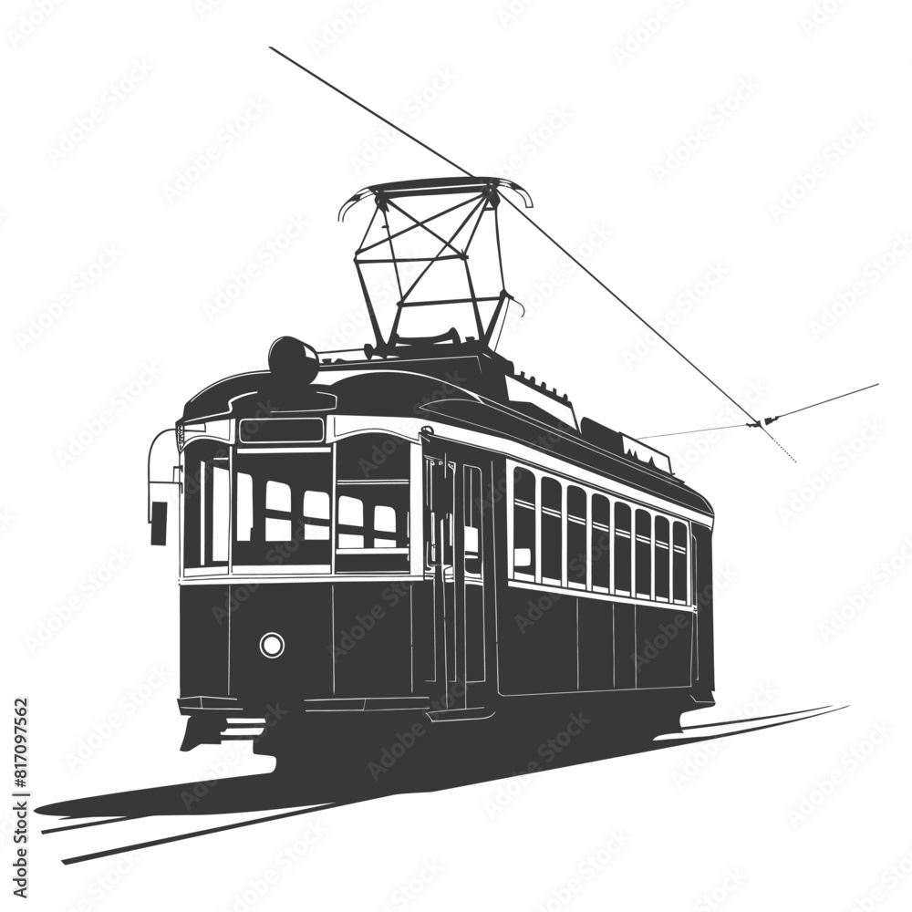 silhouette tram cable car railway black color only