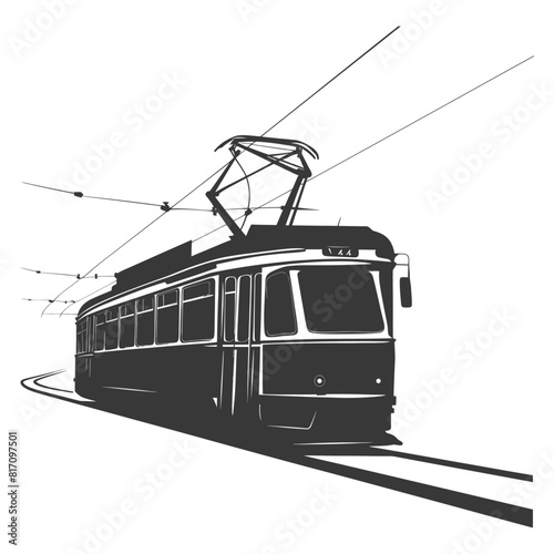 silhouette tram cable car railway black color only