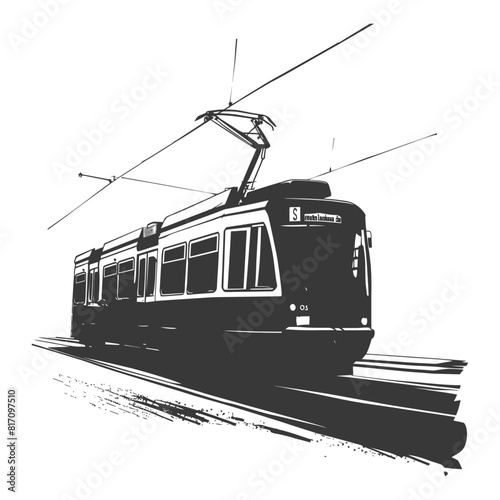 silhouette tram cable car railway black color only