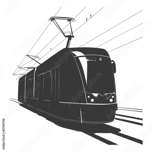 silhouette tram cable car railway black color only