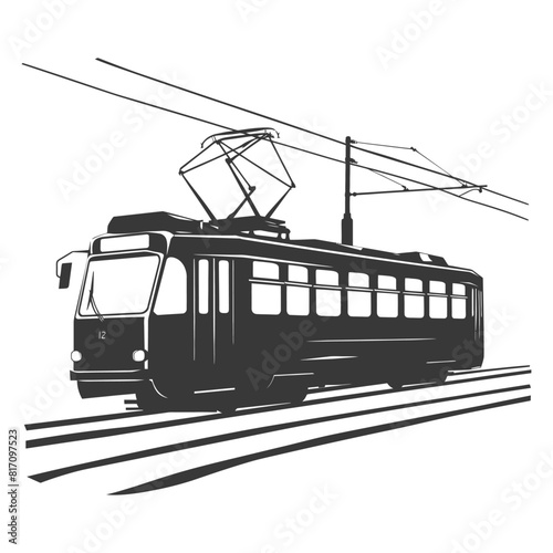 silhouette tram cable car railway black color only