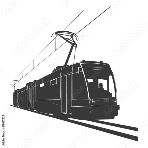 silhouette tram cable car railway black color only