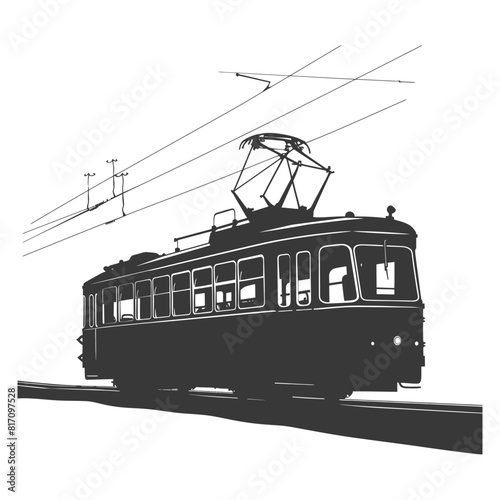 silhouette tram cable car railway black color only